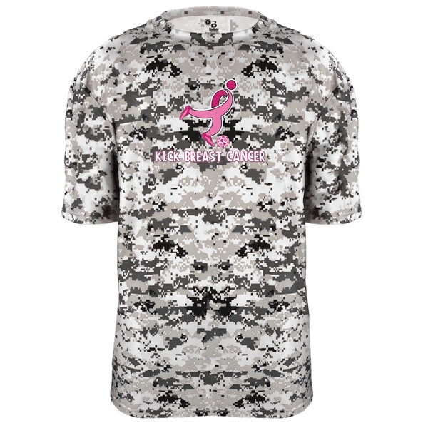 Badger Camo Kick Breast Cancer Tee - White/Digital 4180WH
