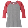 District Women's Perfect Tri 3/4 Raglan Sleeve - Red/Grey DM136L-Red