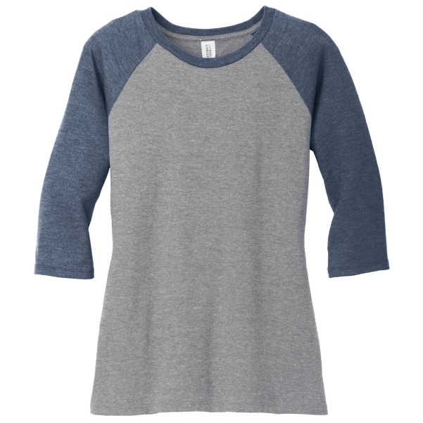 District Women's Perfect Tri 3/4 Raglan Sleeve - Navy/Grey DM136L