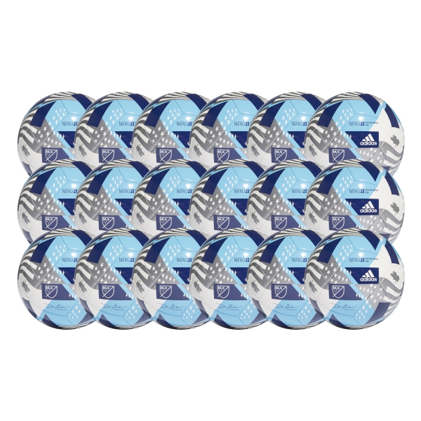 adidas MLS Club 2021 Soccer Ball - White/Silver/Blue - 18 Pack GK3495-18Pk