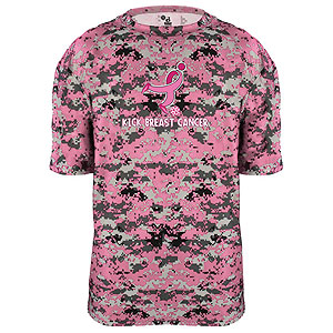Badger Camo Kick Breast Cancer Youth Tee - Pink/Digital 2180PKY