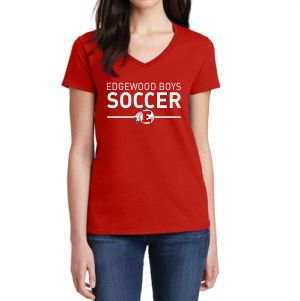 Edgewood High School Women's V-Neck T-Shirt - Red EWHS-5V00L-Rd