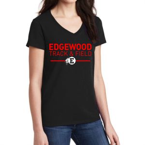 Edgewood High School Women's V-Neck T-Shirt - Black EWTF-5V00L