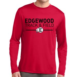 Edgewood Track & Field Long Sleeve Performance Shirt - Red EWTF-ST350LS-Rd