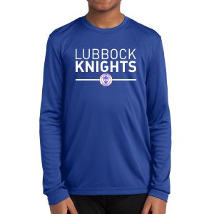 Lubbock Knights Youth Long Sleeve Performance Shirt - Blue YST350LS-LK